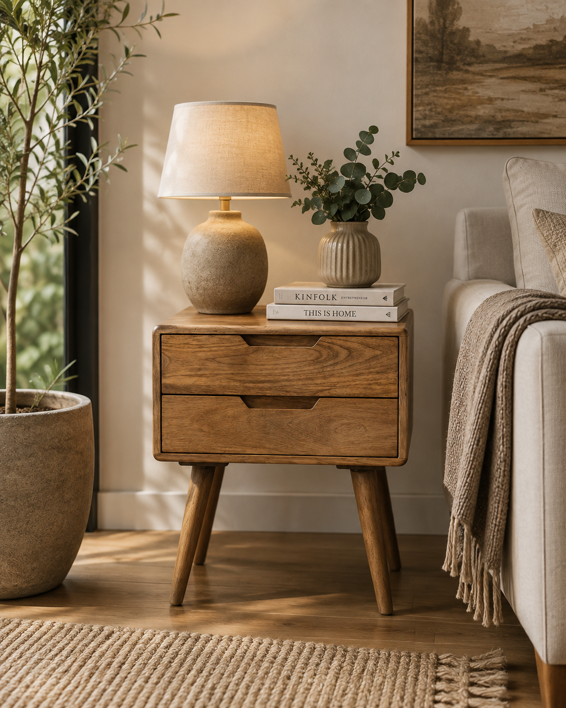Surya Lamp Table - Mango Wood