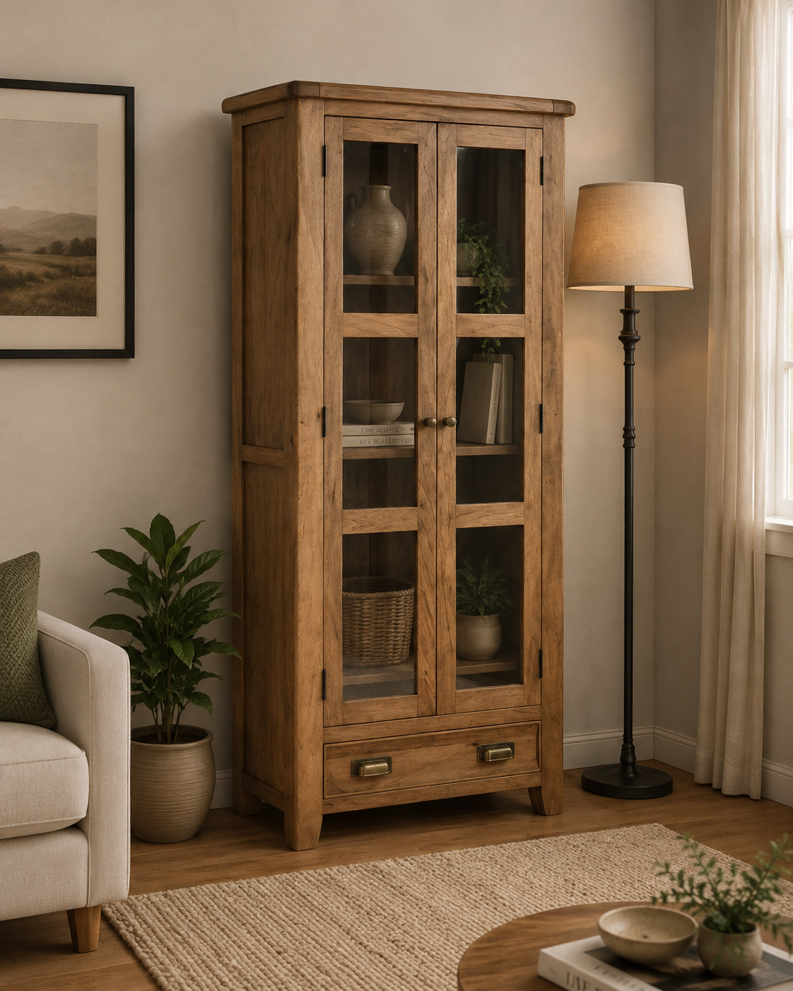 Dorset Display Cabinet - Smoked Oak