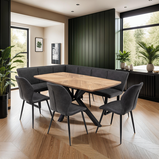 Hampton Corner Dining Set - Charcoal Grey