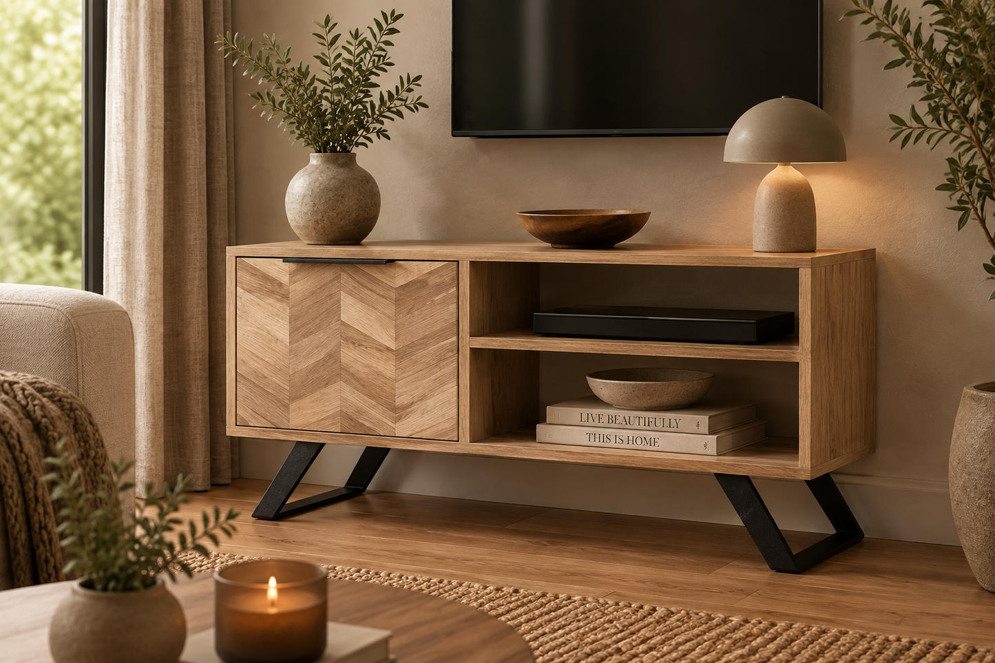 Argo Small Media Unit - Oak