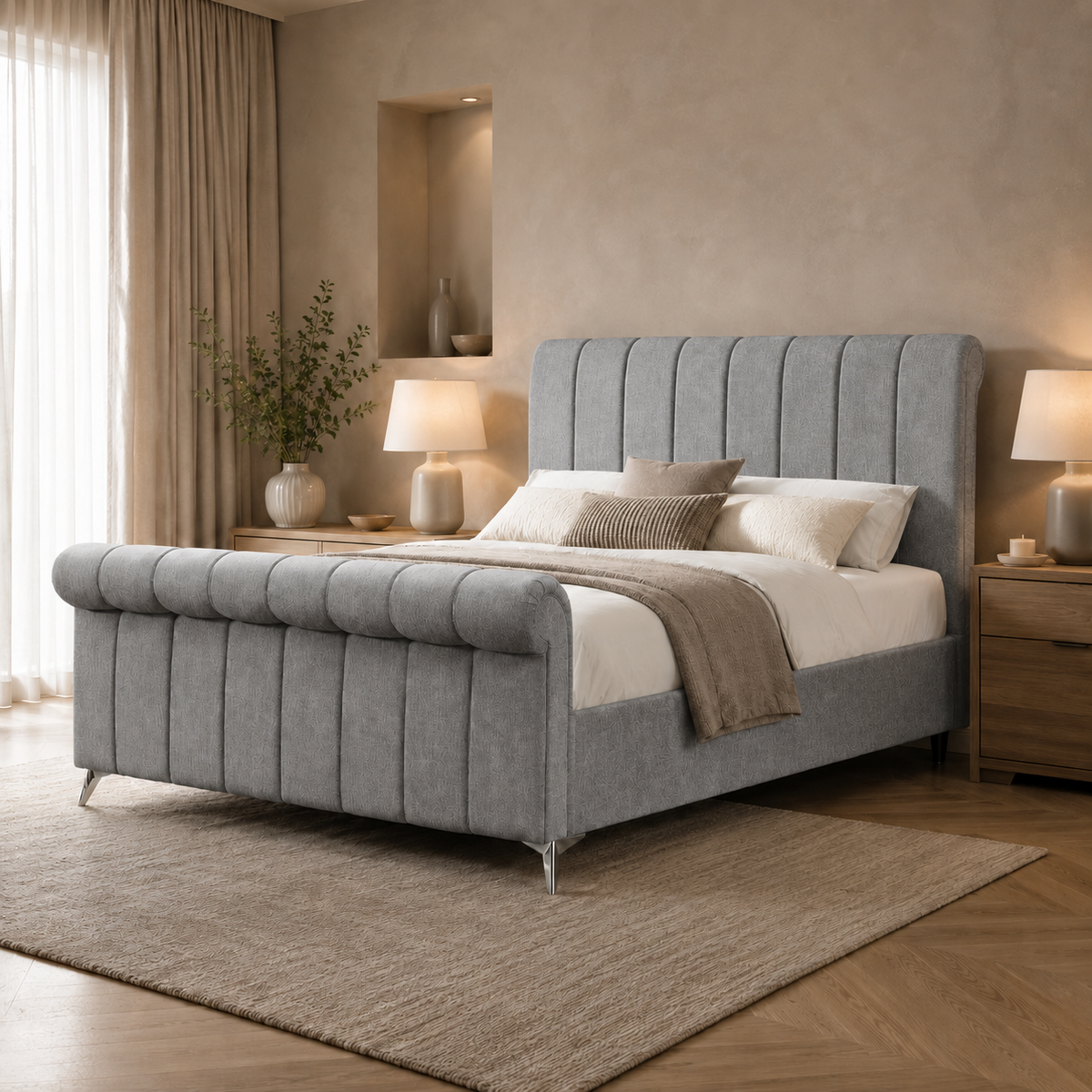 Edward Ottoman Bedframe - Grey