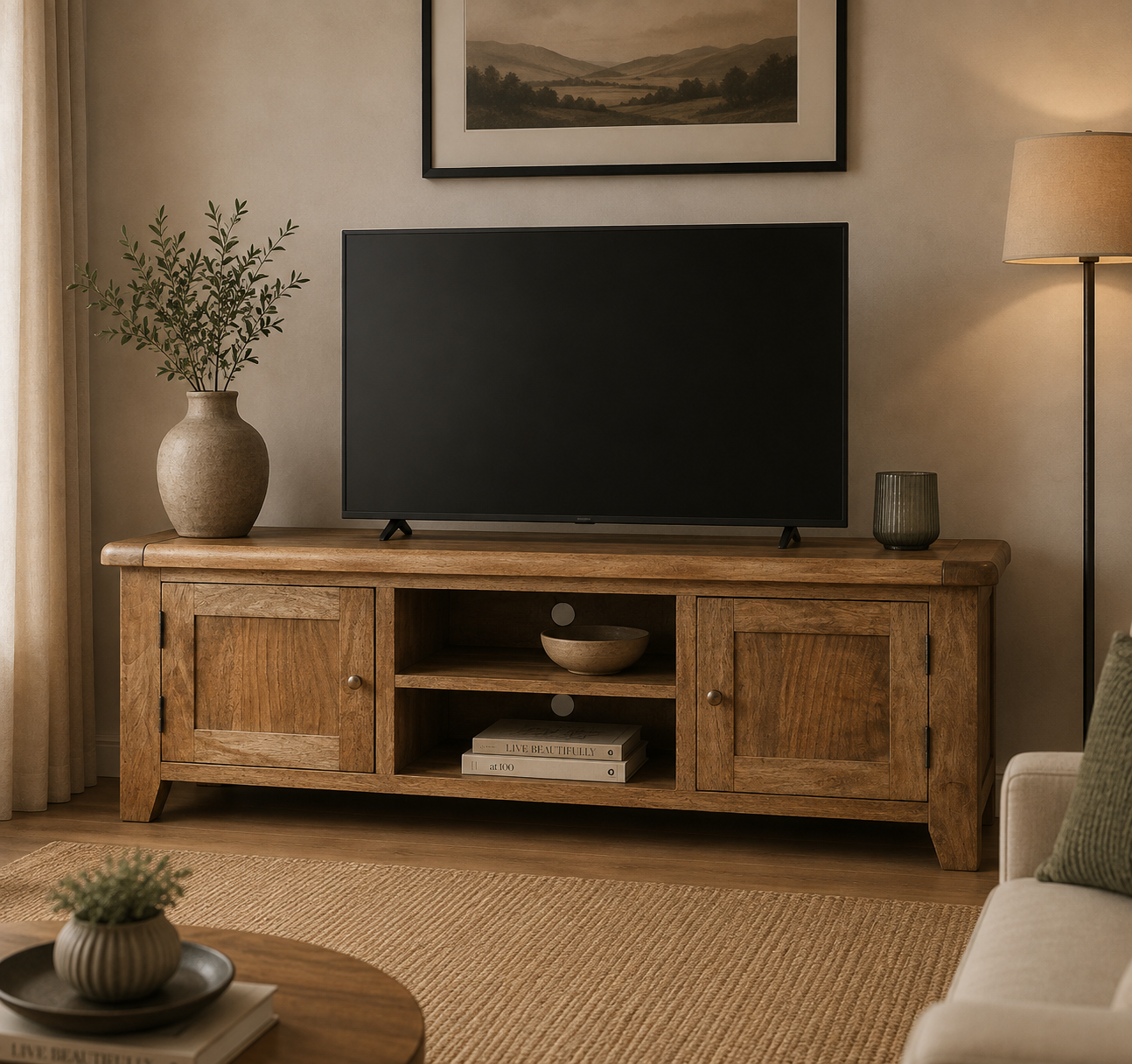 Dorset Large TV Media Unit - Smoked Oak