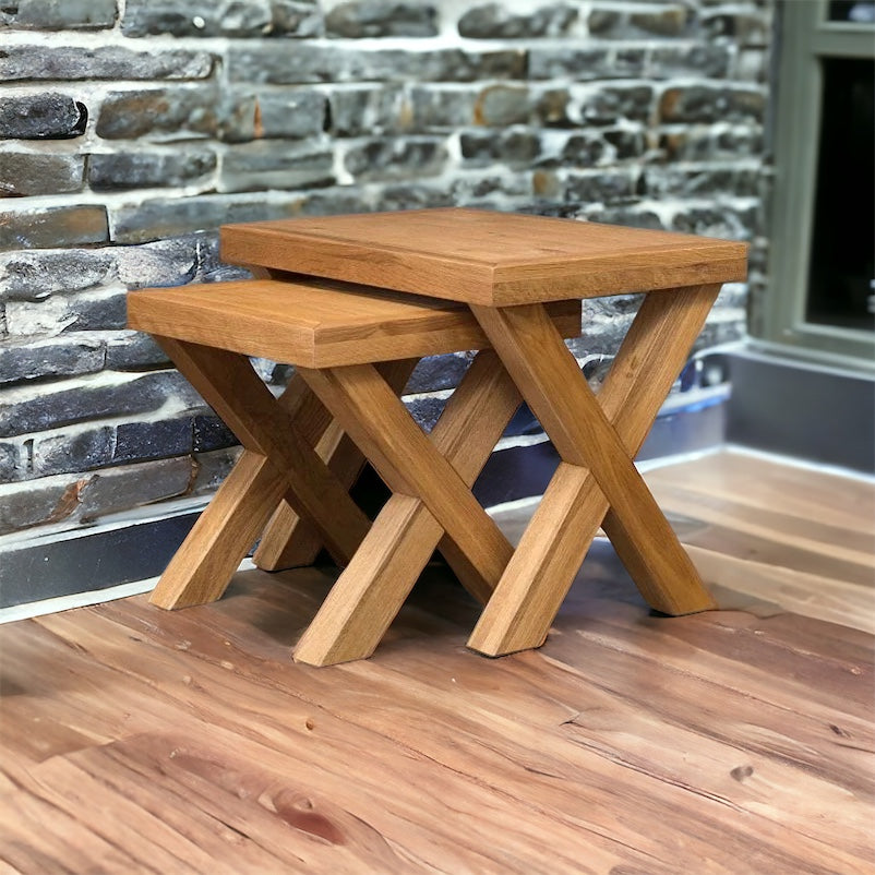Albany X Solid Oak Nest Of Tables