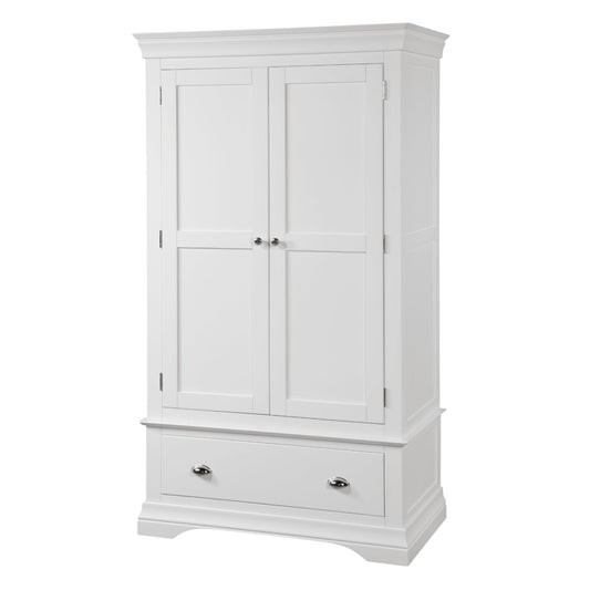 Mabel Double Wardrobe With Drawer - White