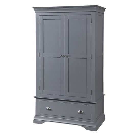 Ashton Double Wardrobe With Drawer - Dark Grey