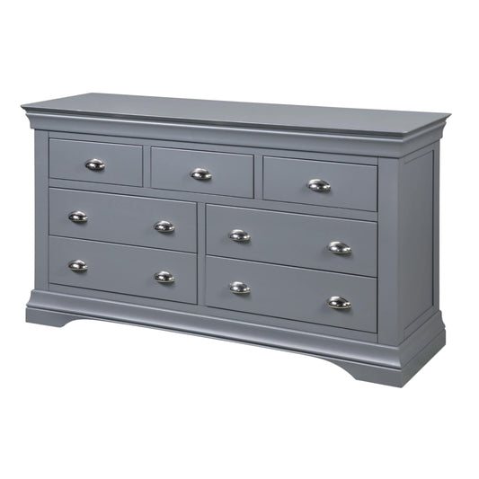 Ashton Seven Drawer Wide Chest - Dark Grey