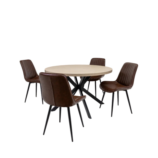 Dallas 1.2m Round Dining Set - Ash
