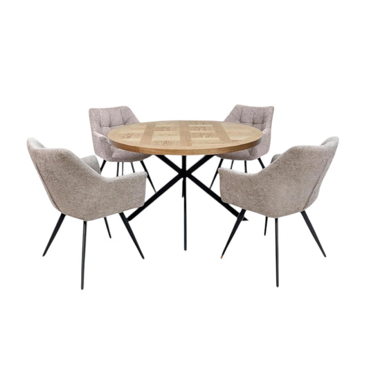 Cali 1.2m Round Dining Set - Medium Oak