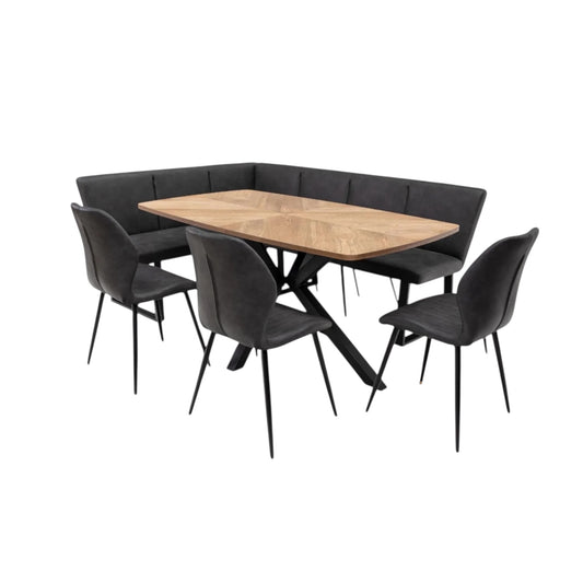 Hampton Corner Dining Set - Charcoal Grey
