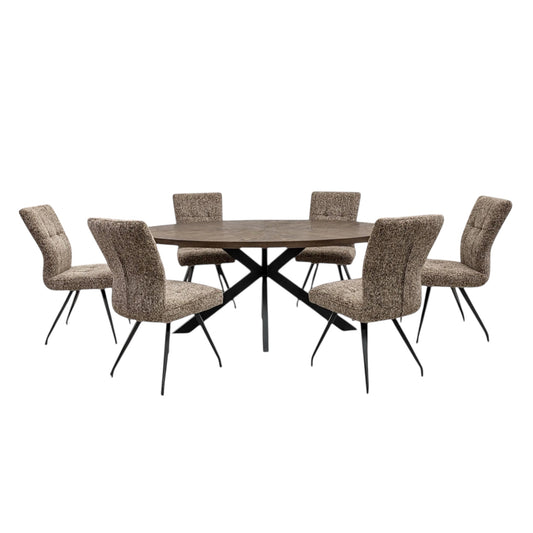 Sabena 1.8m Oval Dining Set - Dark Oak