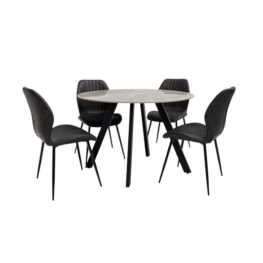 Solero 1.1m Round Dining Set - Grey