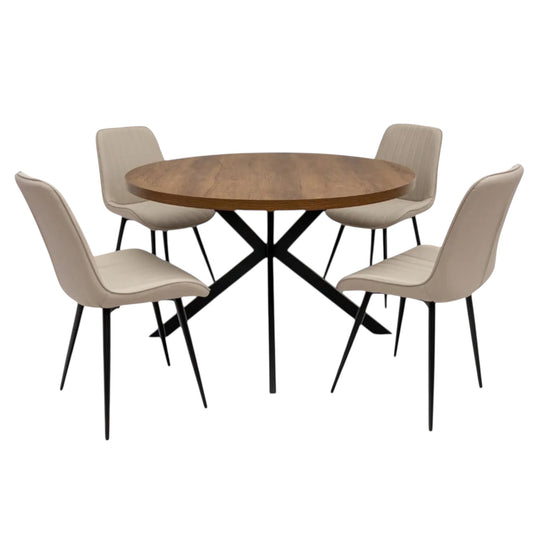 Panama 1.2m Round Dining Set - Dark Oak