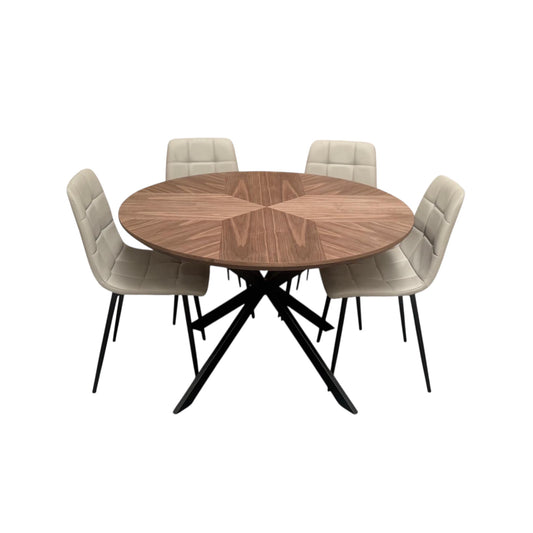 Henrik 1.2m Round Dining Set - Walnut