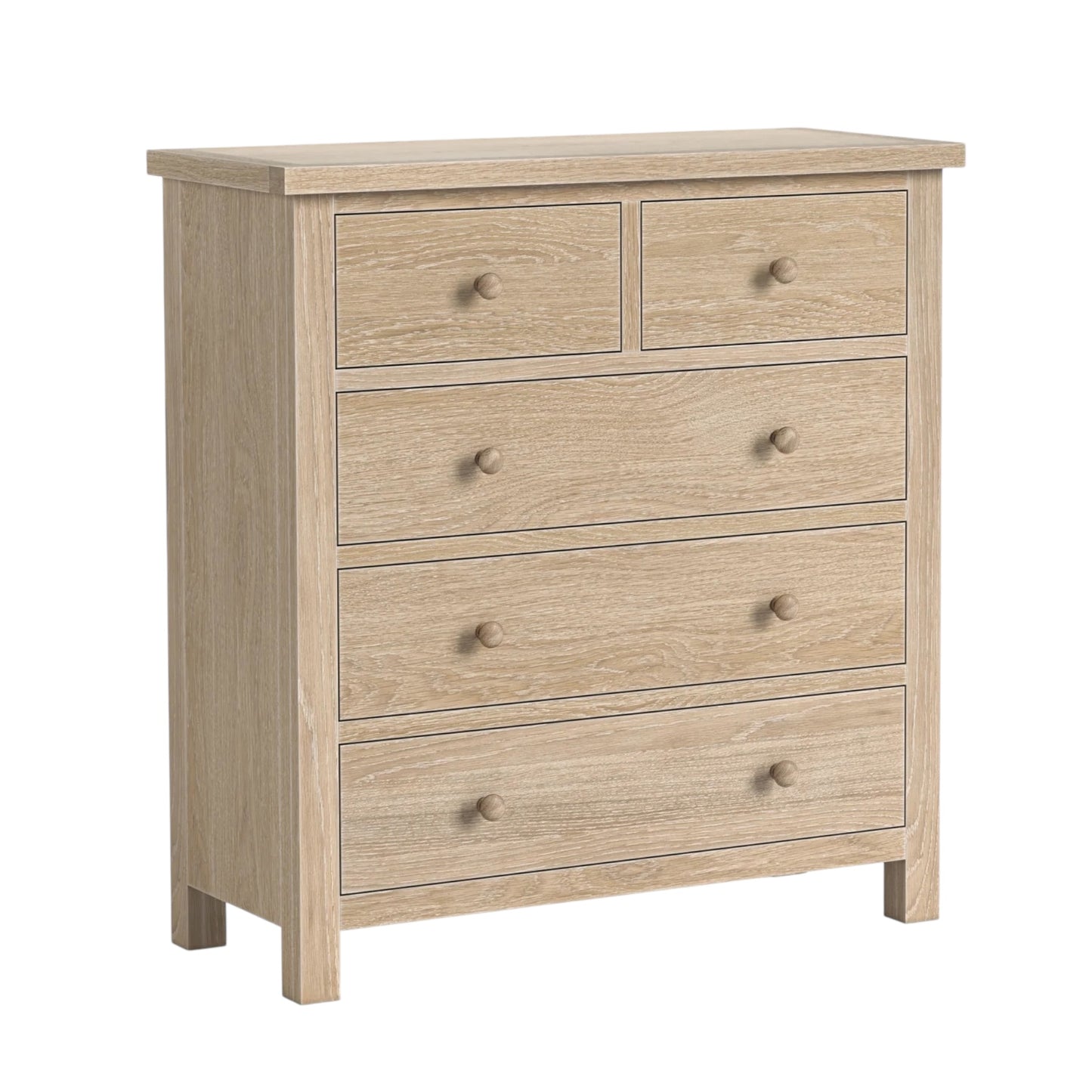 Country Oak Five Drawer Chest - Oak