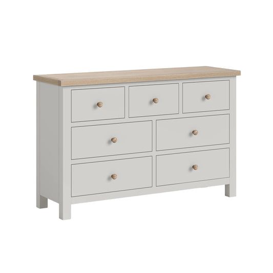 Country Oak Seven Drawer Chest - Grey & Oak
