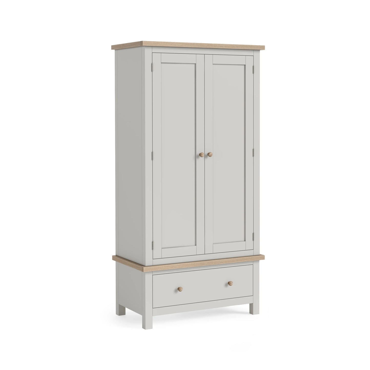 Country Oak Double Wardrobe - Grey & Oak