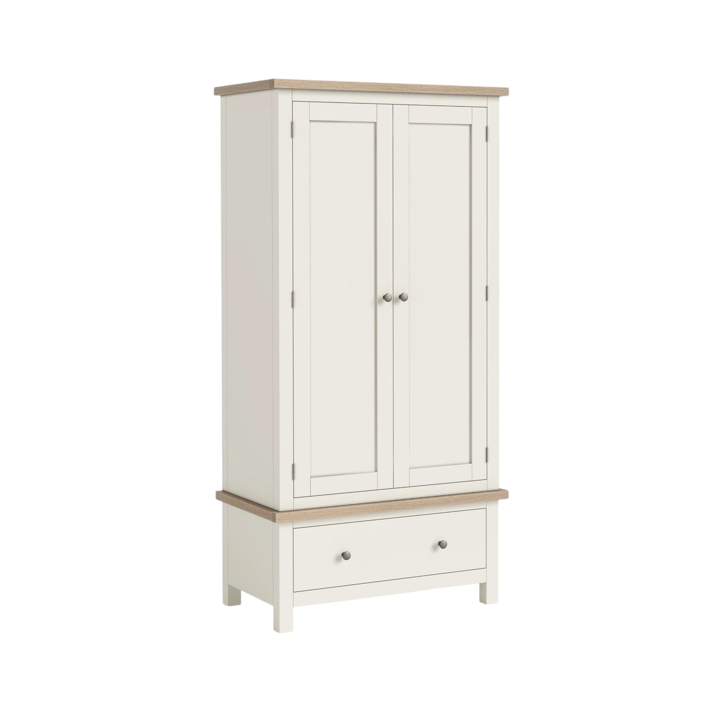 Country Oak Double Wardrobe - Coconut Milk & Oak