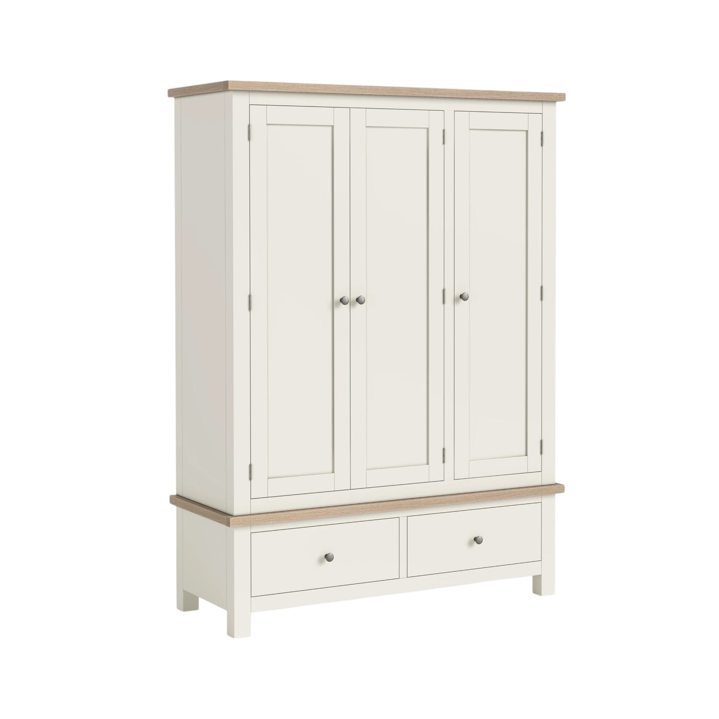 Country Oak Triple Wardrobe - Coconut Milk & Oak