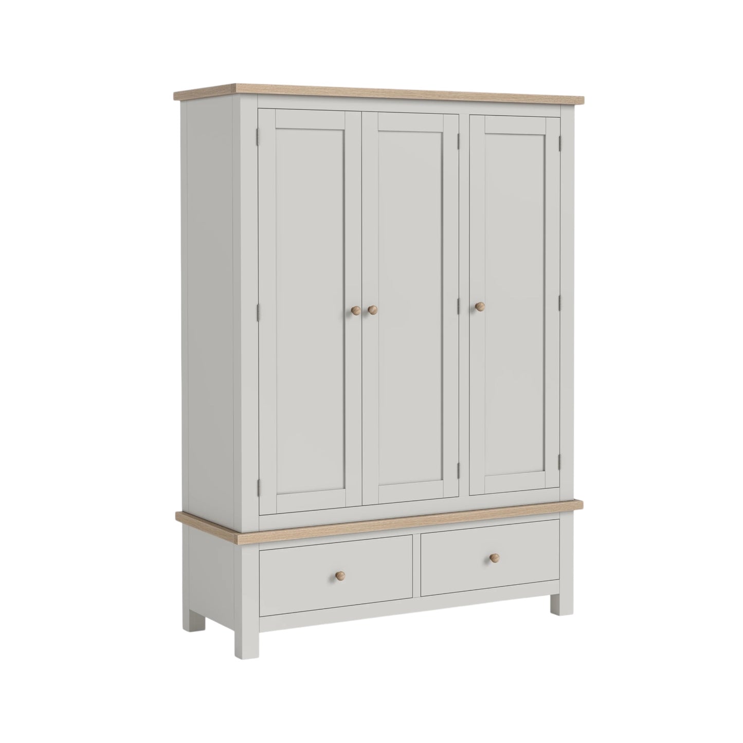 Country Oak Triple Wardrobe - Grey & Oak