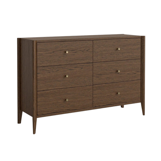 Paris Six Drawer Chest - Dark Oak