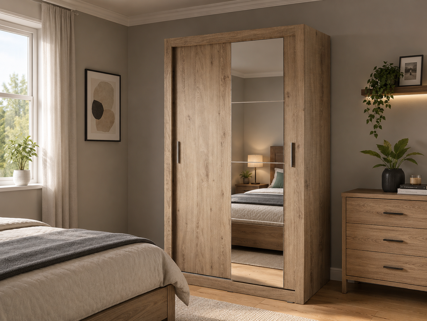 Copenhagen 1.2m Sliding Wardrobe - Oak