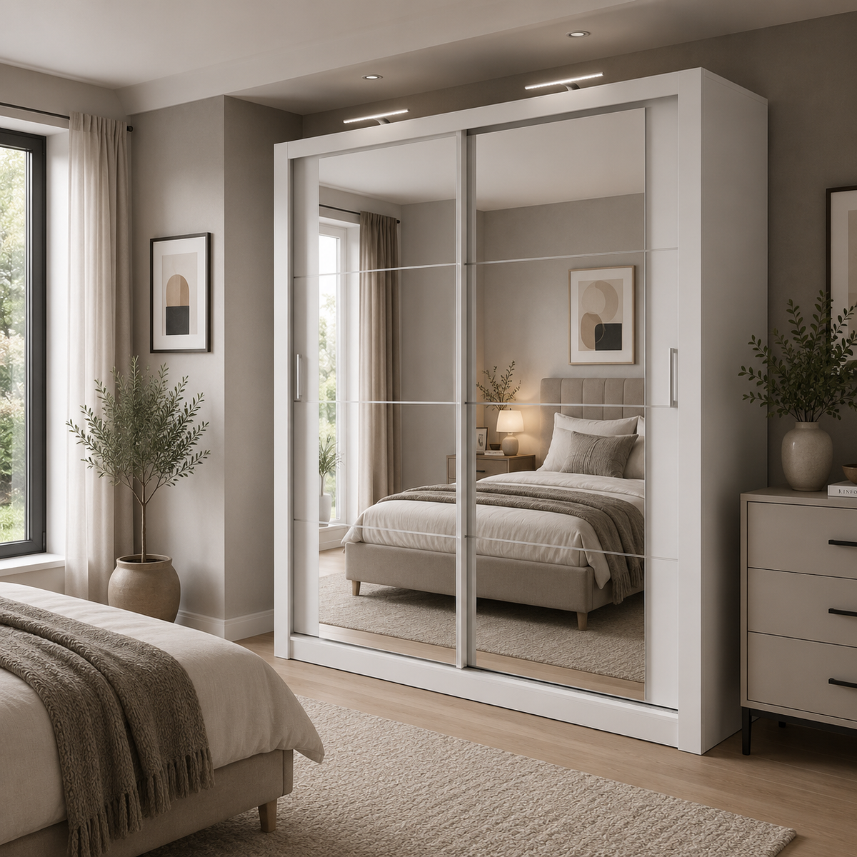 Romero 1.8m Sliding Wardrobe - White