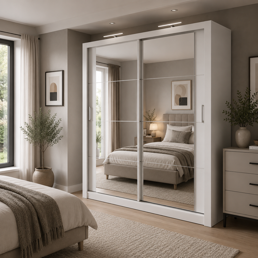 Romero 1.8m Sliding Wardrobe - White