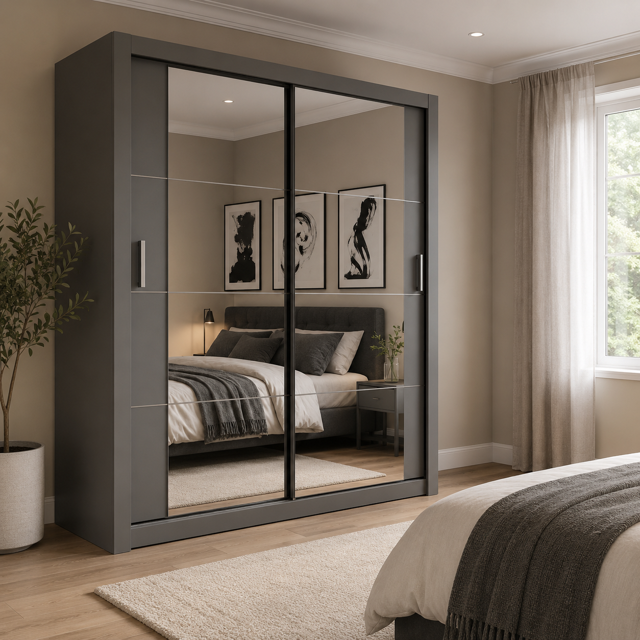 Romero 1.8m Sliding Wardrobe - Grey