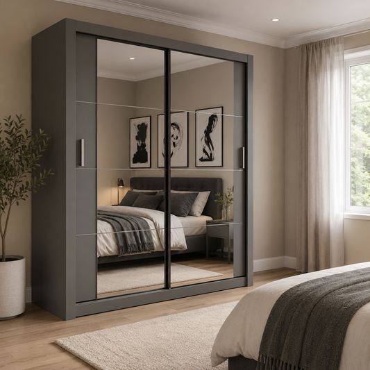 Romero 1.8m Sliding Wardrobe - Grey