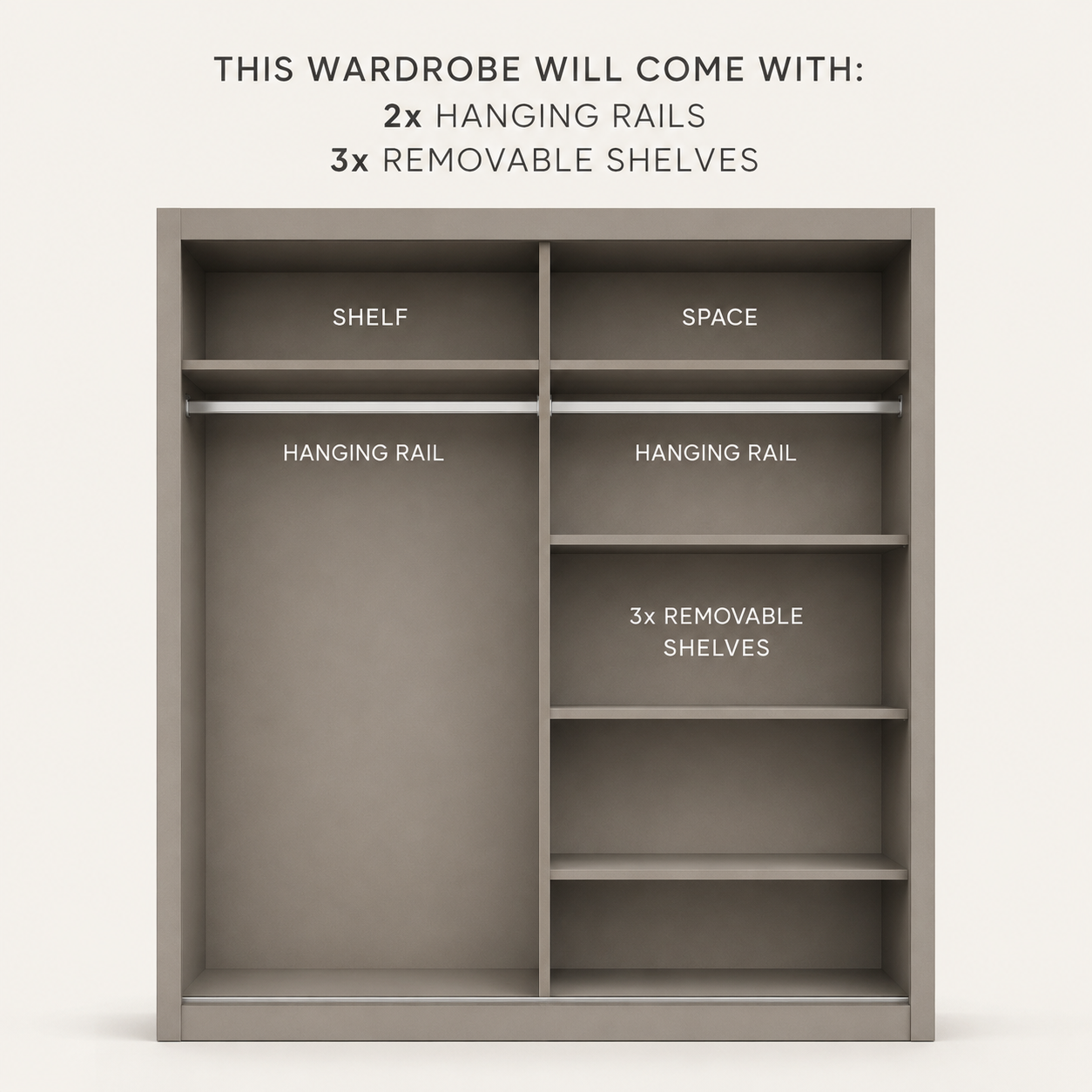 Romero 1.8m Sliding Wardrobe - Grey