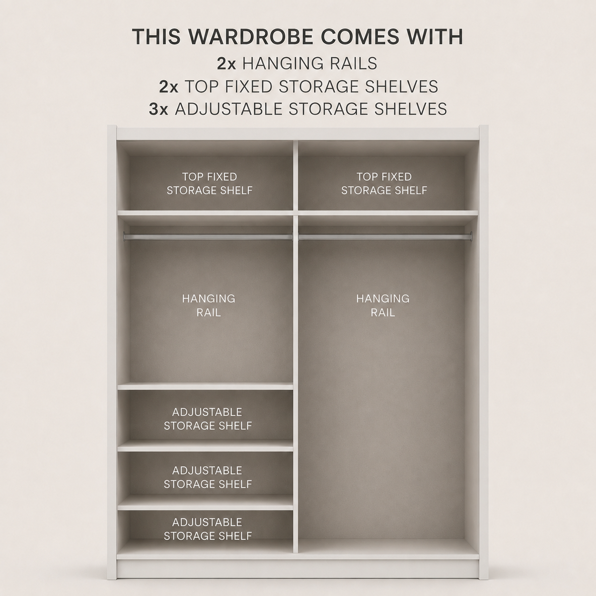 Copenhagen 1.2m Sliding Wardrobe - White