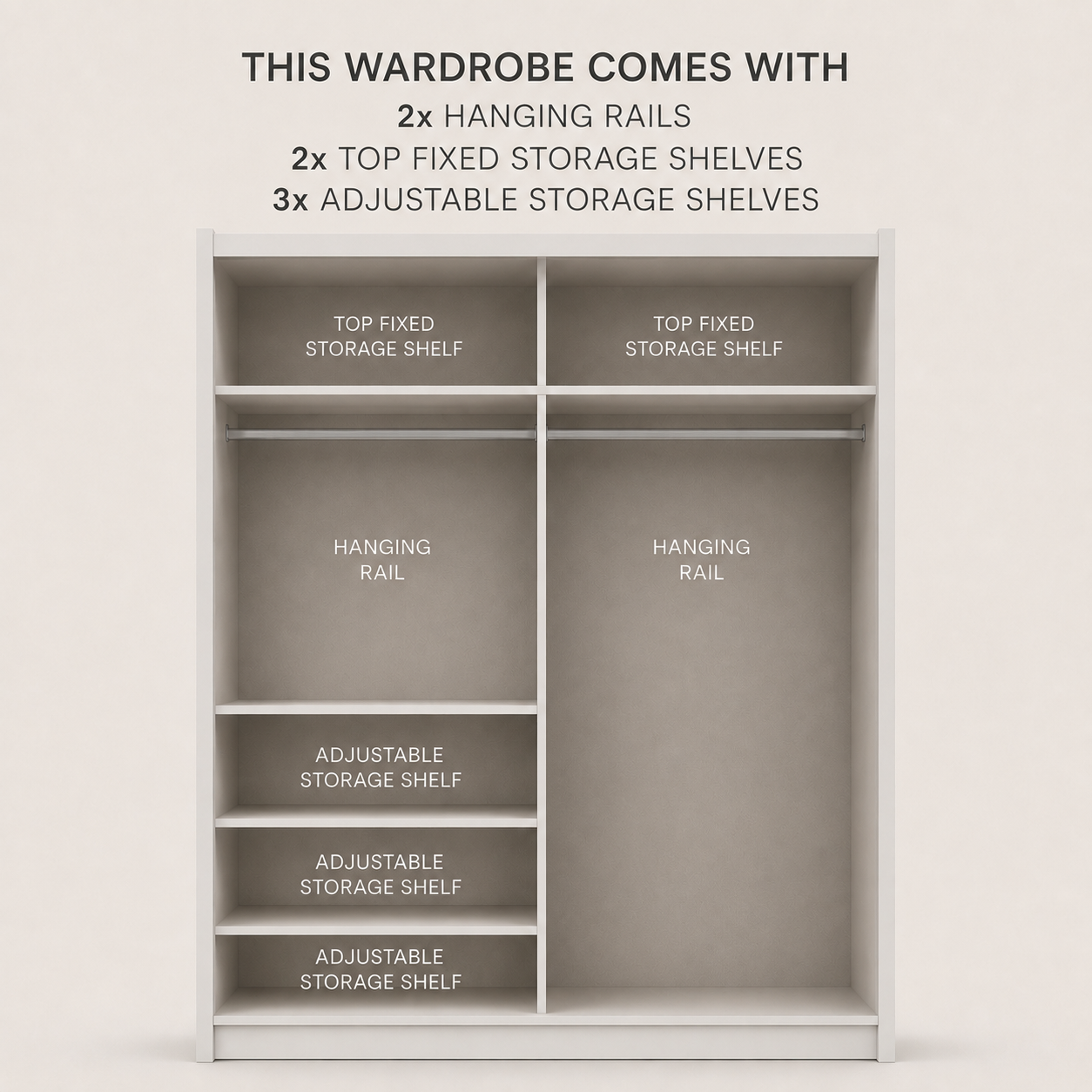 Copenhagen 1.5m Sliding Wardrobe - Grey