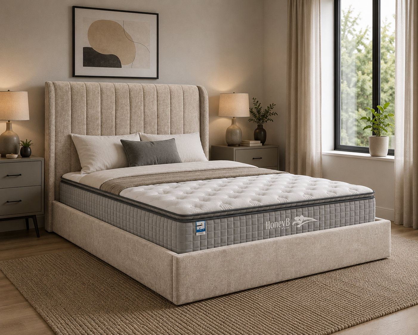 Lilly Ottoman Bed Frame - Beige