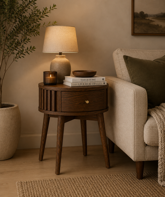 Soho One Drawer Side Table - Walnut