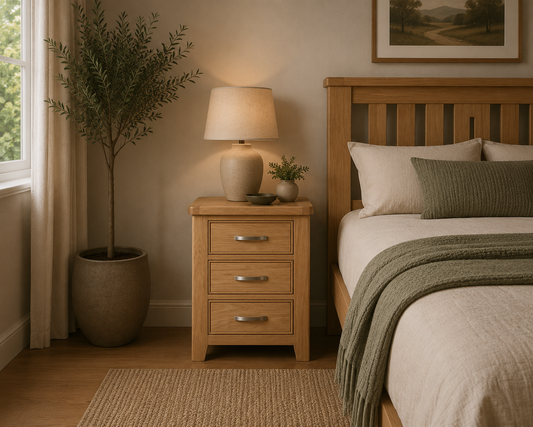 Modern Chunky Oak Bedside Locker
