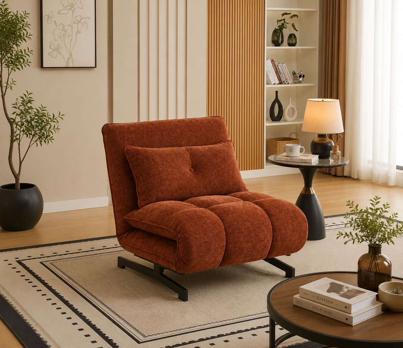 Tyler Single Sofa Bed - Rust