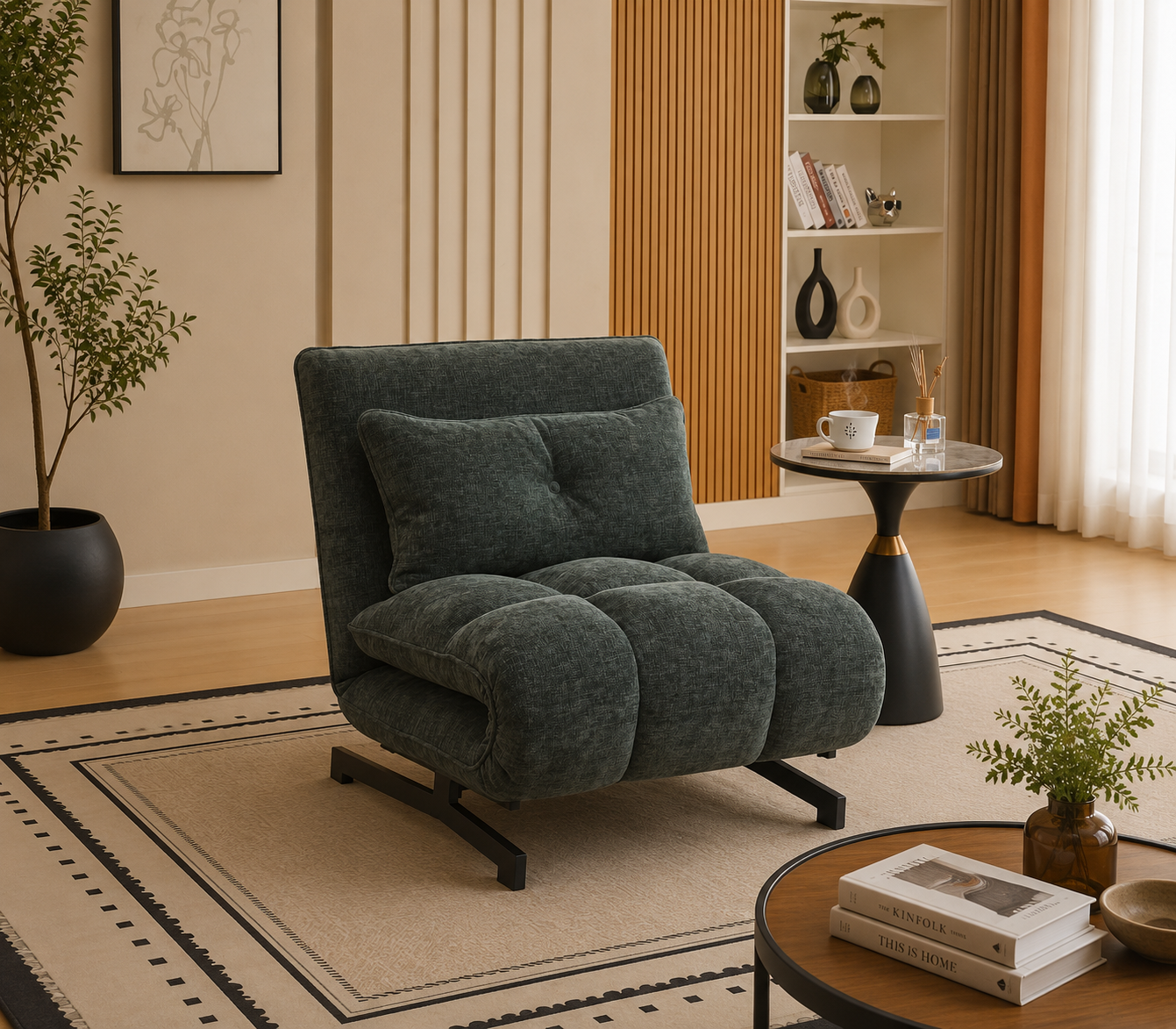 Tyler Single Sofa Bed - Moss Green