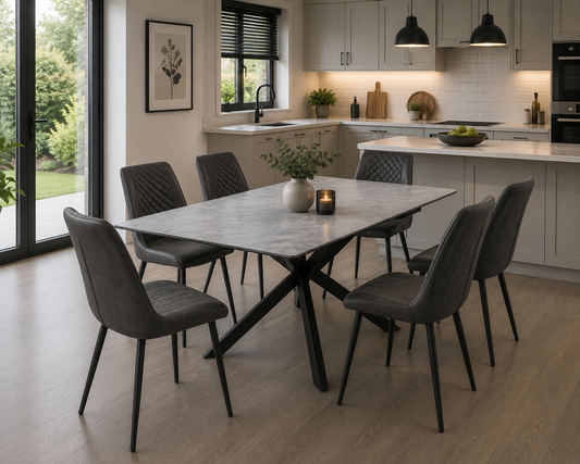 Arrigo 1.6m Extending Dining Set - Grey Sintered Stone