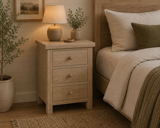Country Oak Bedside Locker - Oak