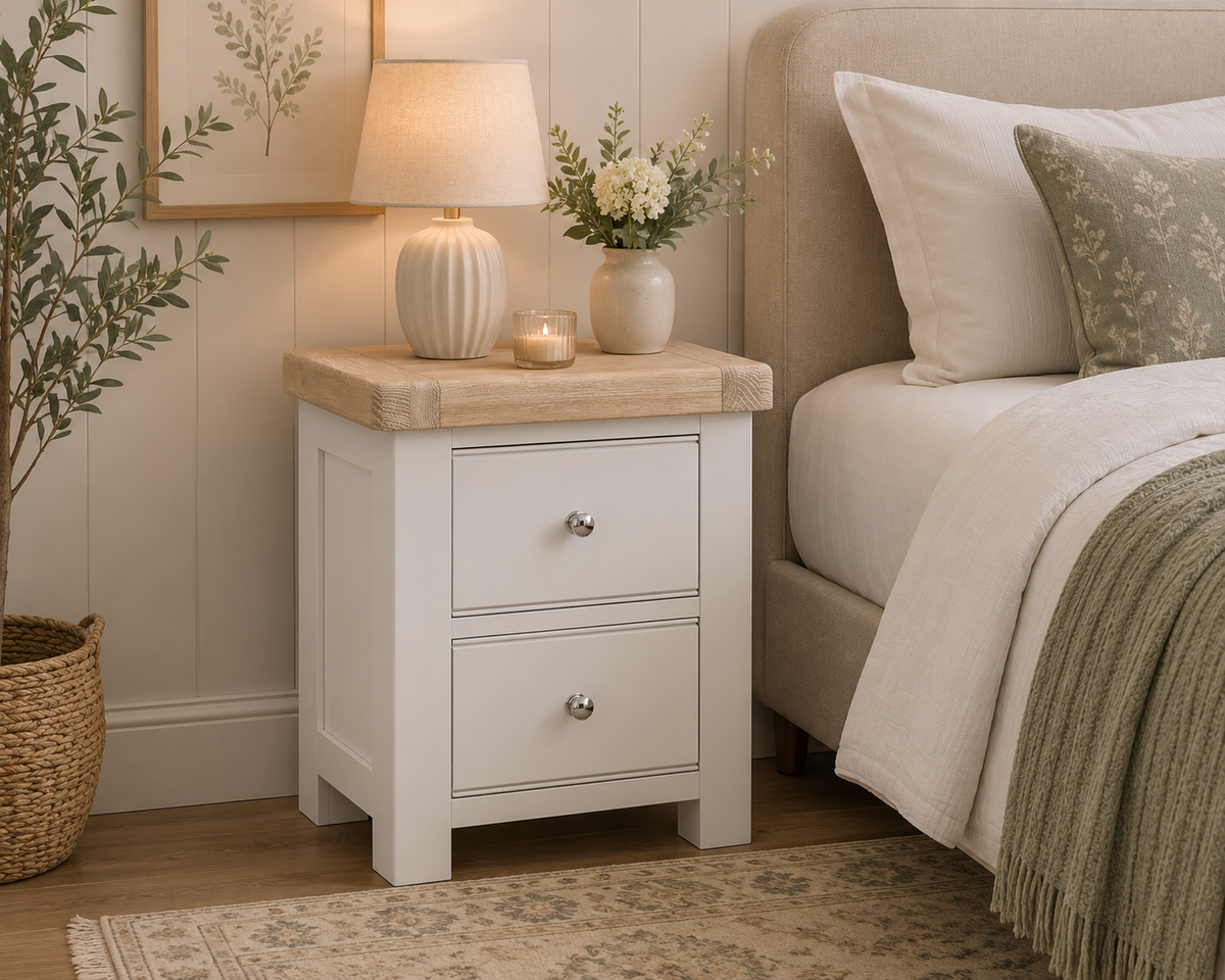 Toronto Bedside Locker - Stone Grey & Oak