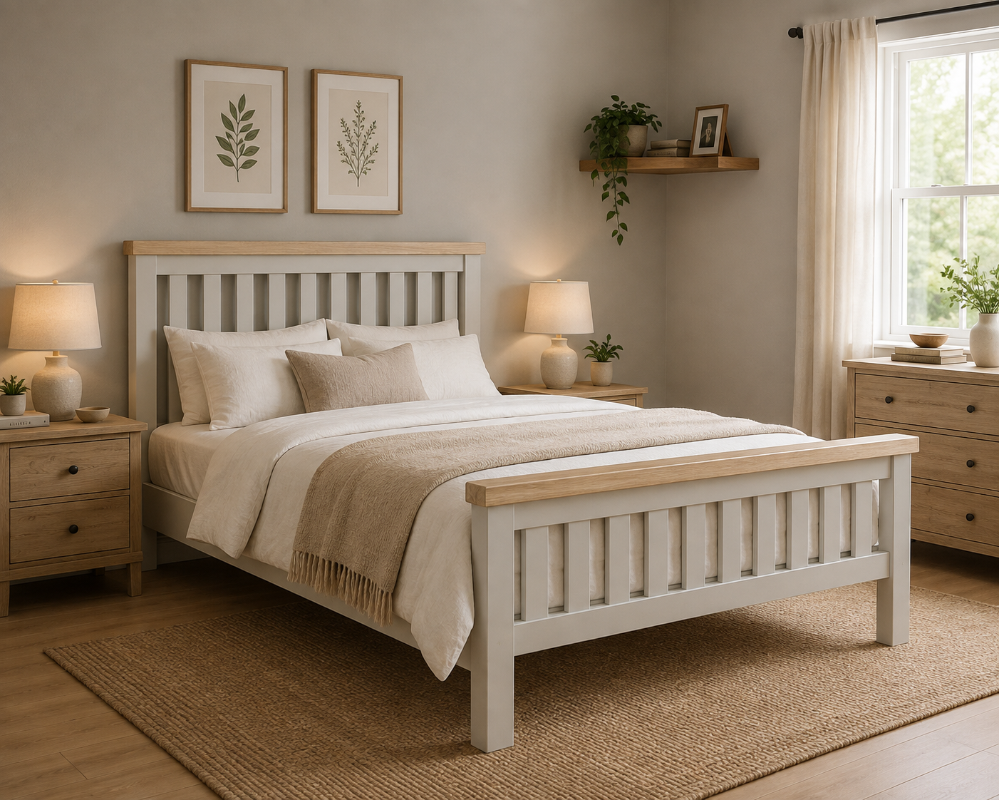Toronto Bed Frame - Grey & Oak (3x Size Options)