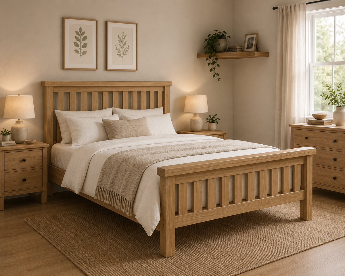 Toronto Bed Frame - Oak (3x Size Options)