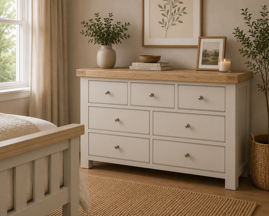 Toronto Seven Drawer Chest - Stone Grey & Oak