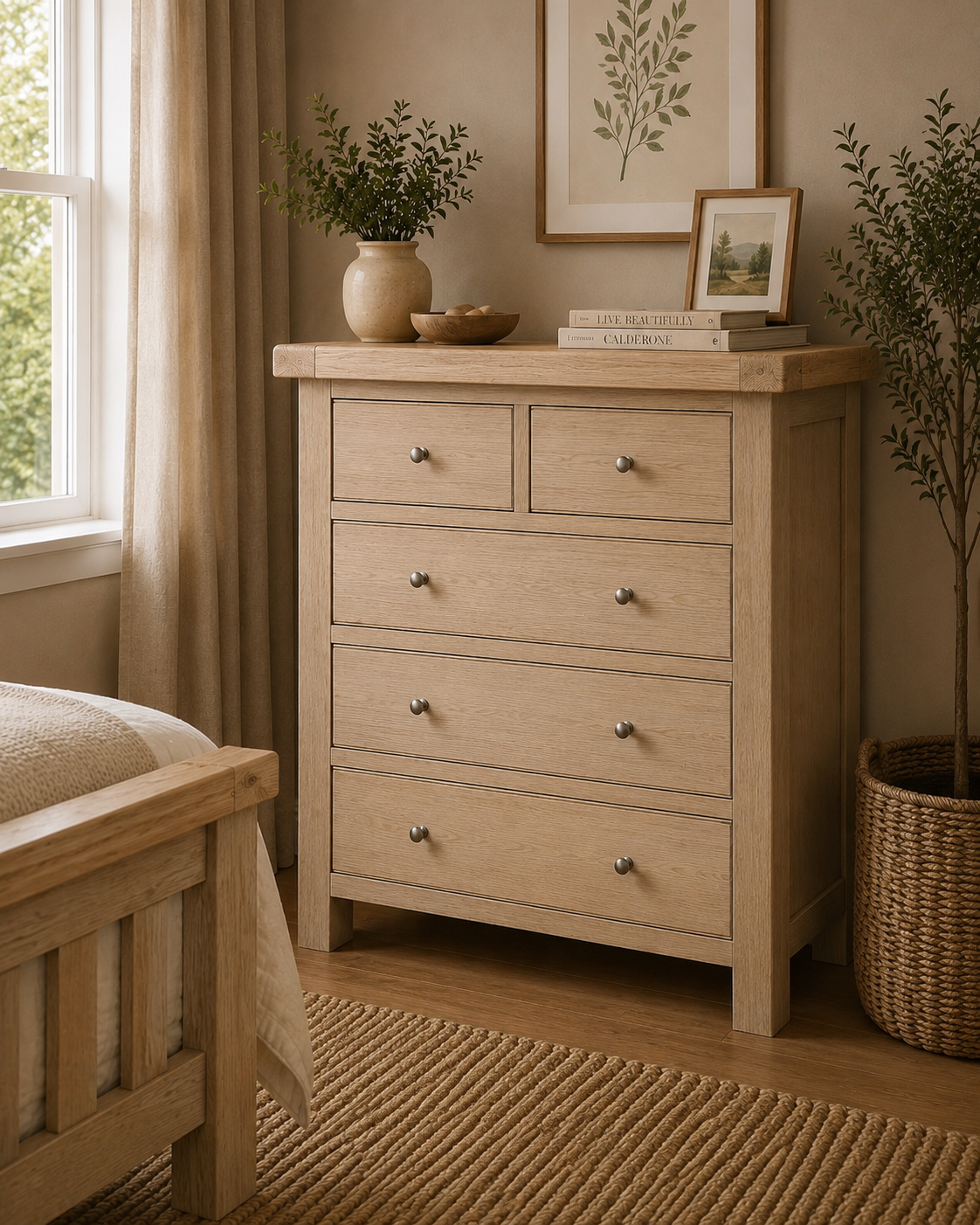 Toronto Five Drawer Chest - White Wash