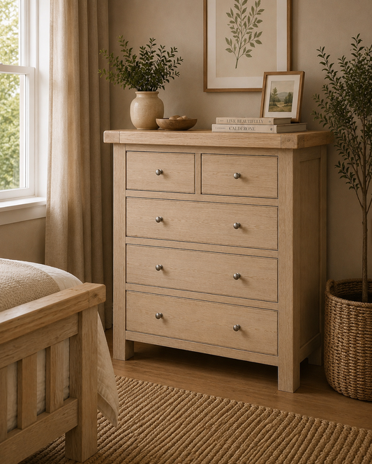 Toronto Five Drawer Chest - White Wash