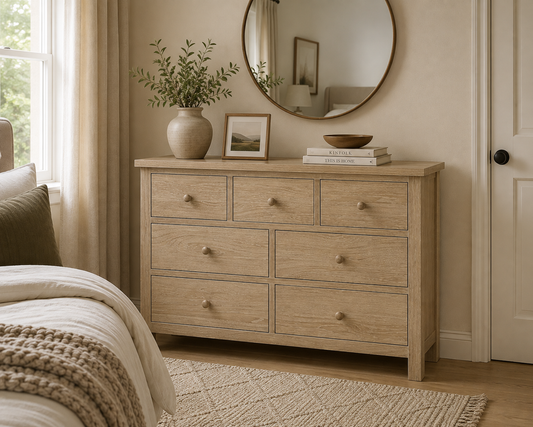 Country Oak Seven Drawer Chest - Oak