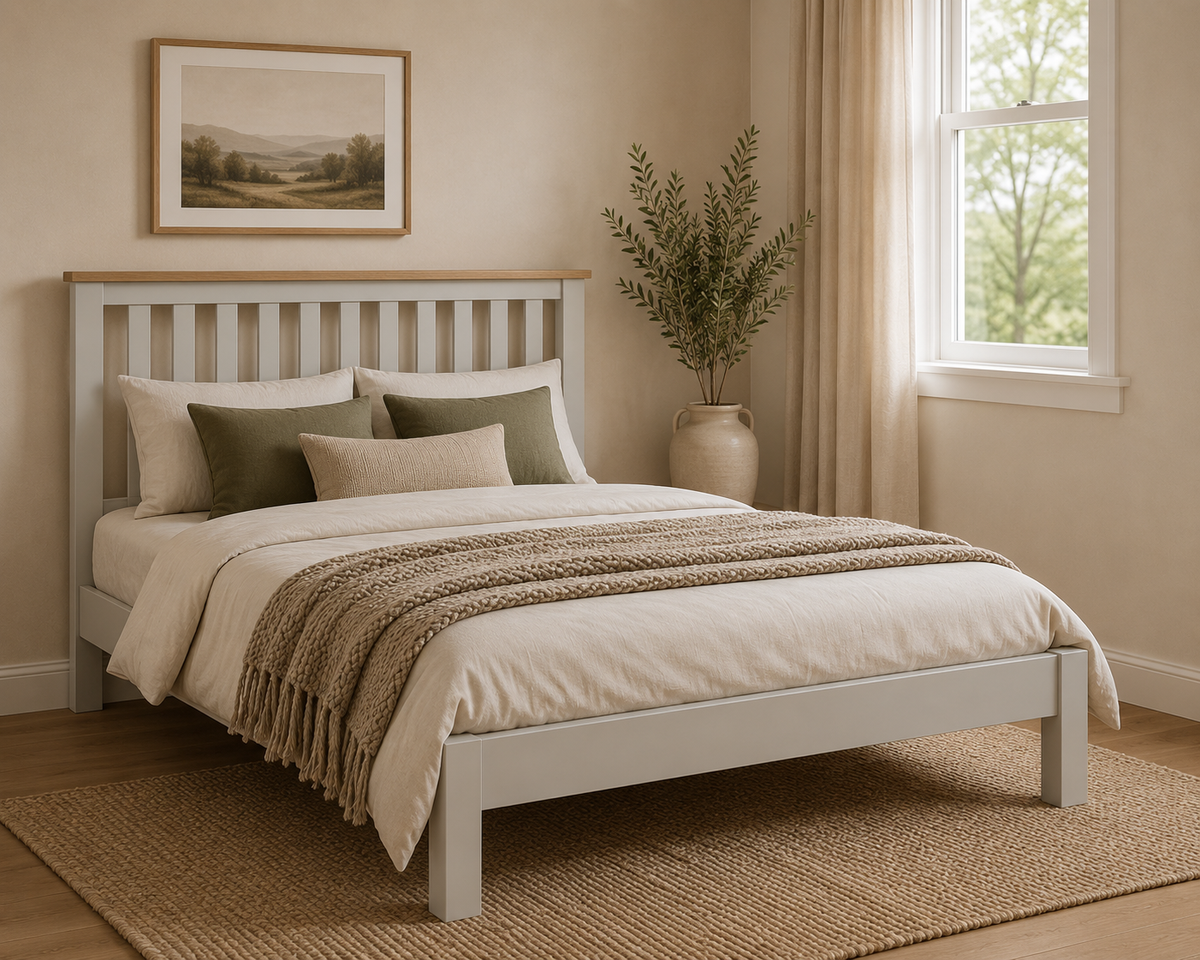 Country Oak Bed Frame - Grey & Oak (Size Options)