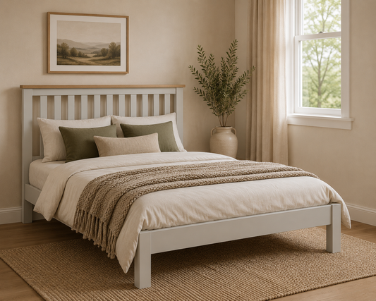 Country Oak Bed Frame - Grey & Oak (Size Options)