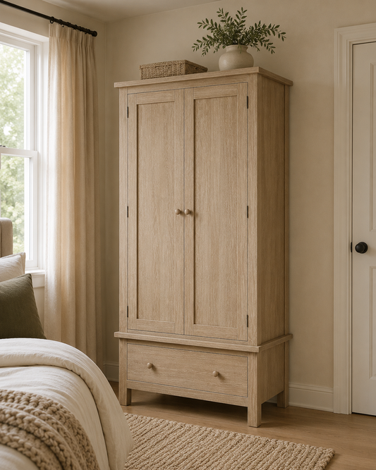 Country Oak Double Wardrobe - Oak
