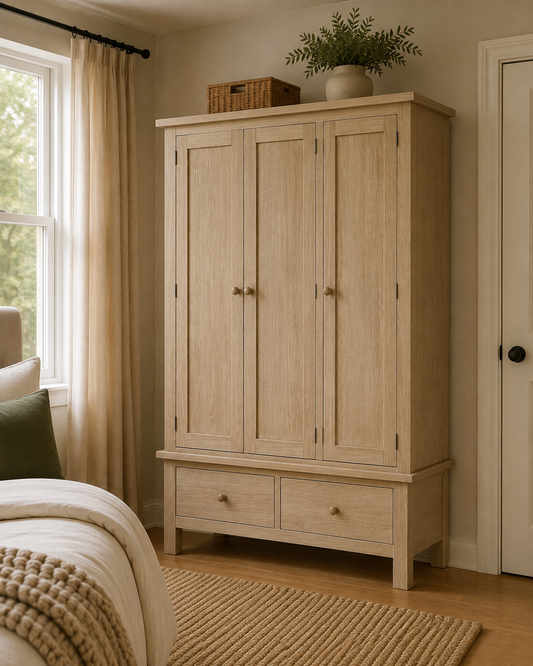 Country Oak Triple Wardrobe - Oak